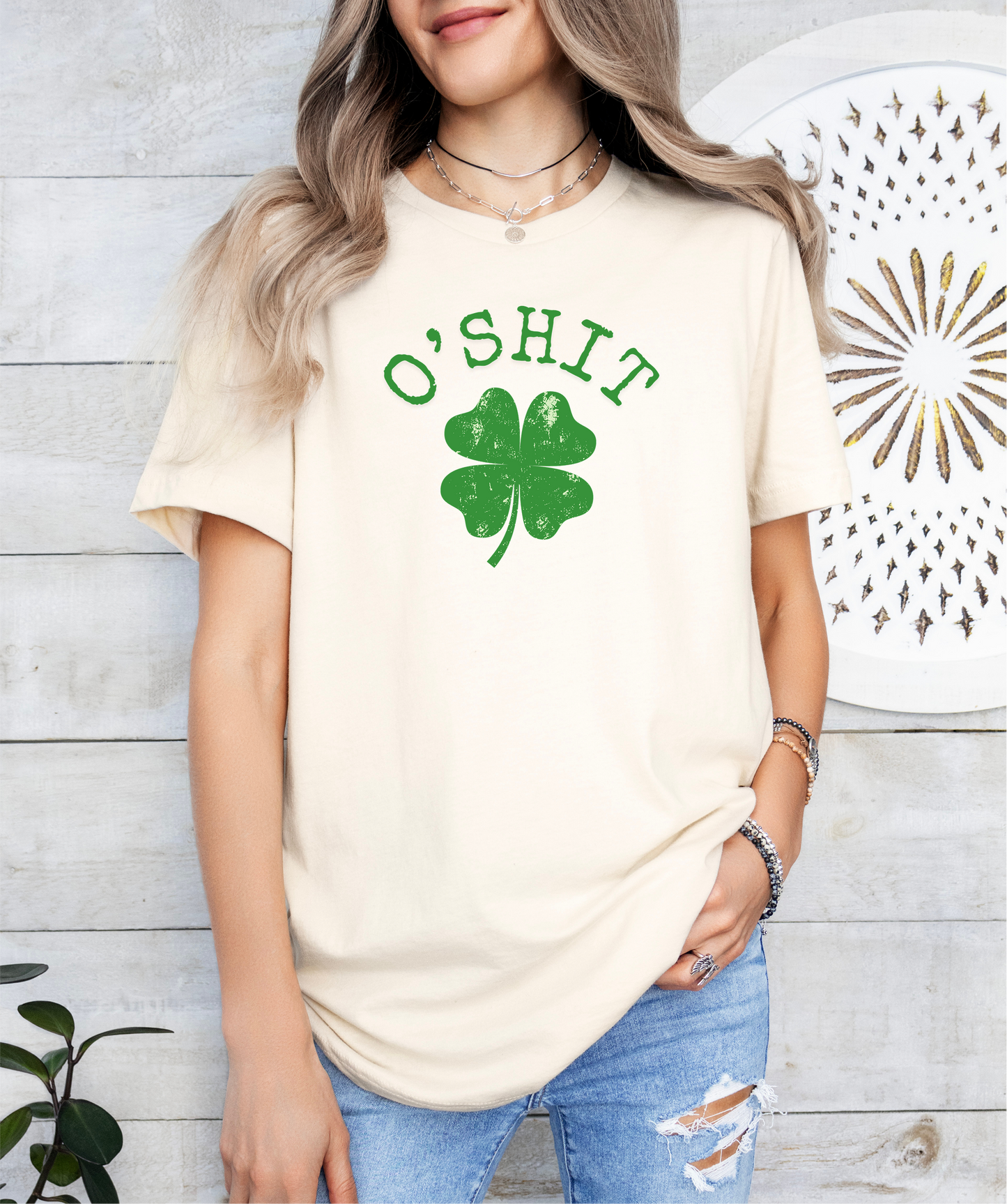 a woman wearing a st patrick's day shirt