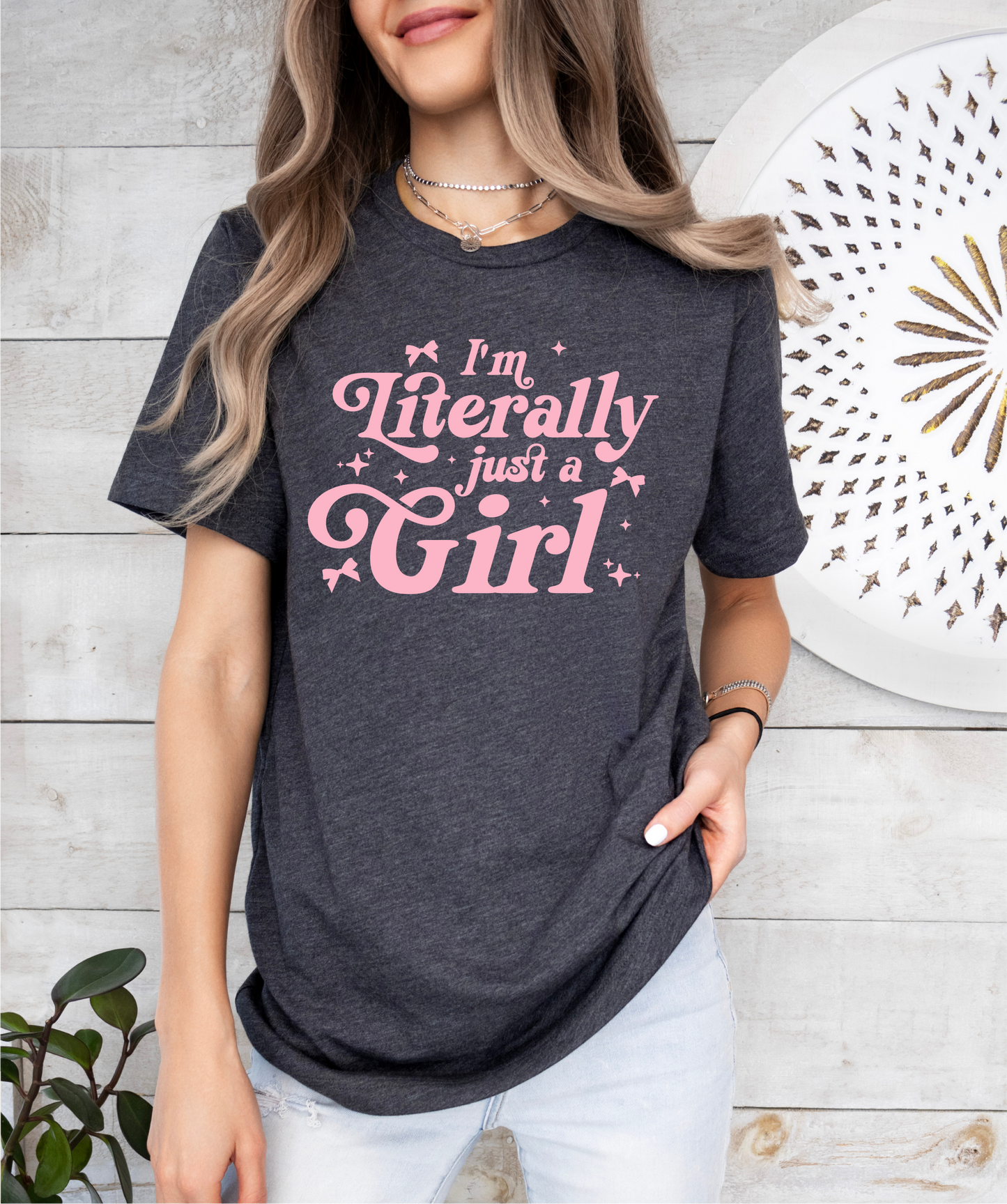 I'm Literally Just A Girl Coquette Unisex T-Shirt, Girlie Girl shirt, Gift for her, Coquette Girly, Gift for best friend, Galentines Shirt