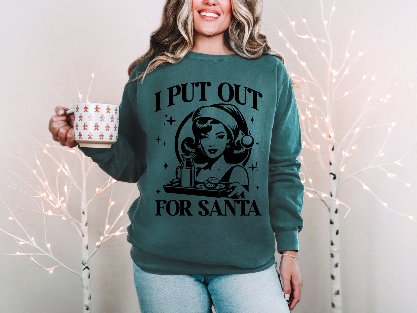 a woman is holding a coffee mug and smiling