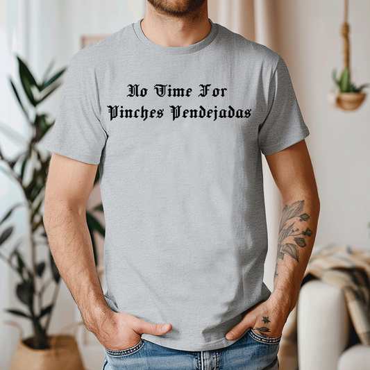 a man wearing a t - shirt that says, no time for uninformed